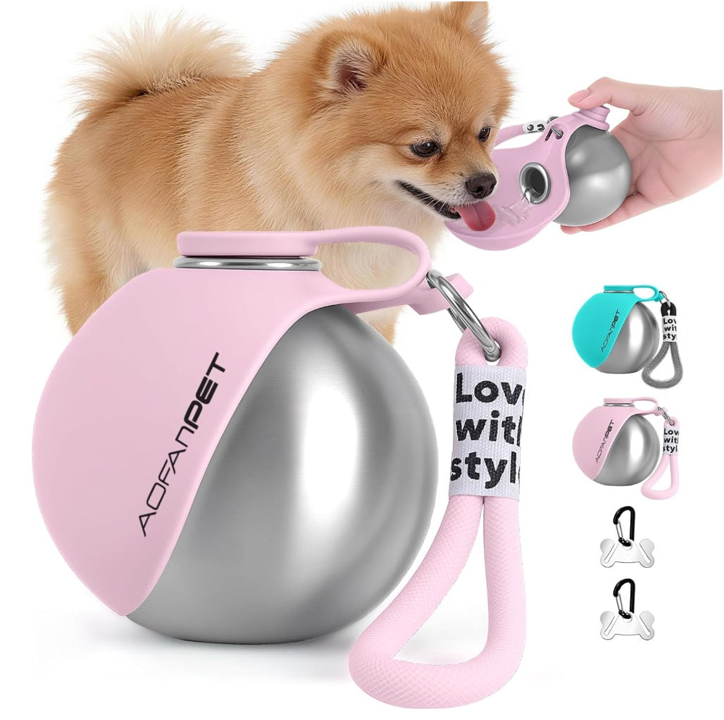 Botella Portátil para Perros 2 en 1 con Bebedero y Dispensador de Bolsas – Antifugas y Súper Práctica