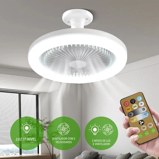 Ventilador de Techo LED con Luz Integrada y Control Remoto Silencioso