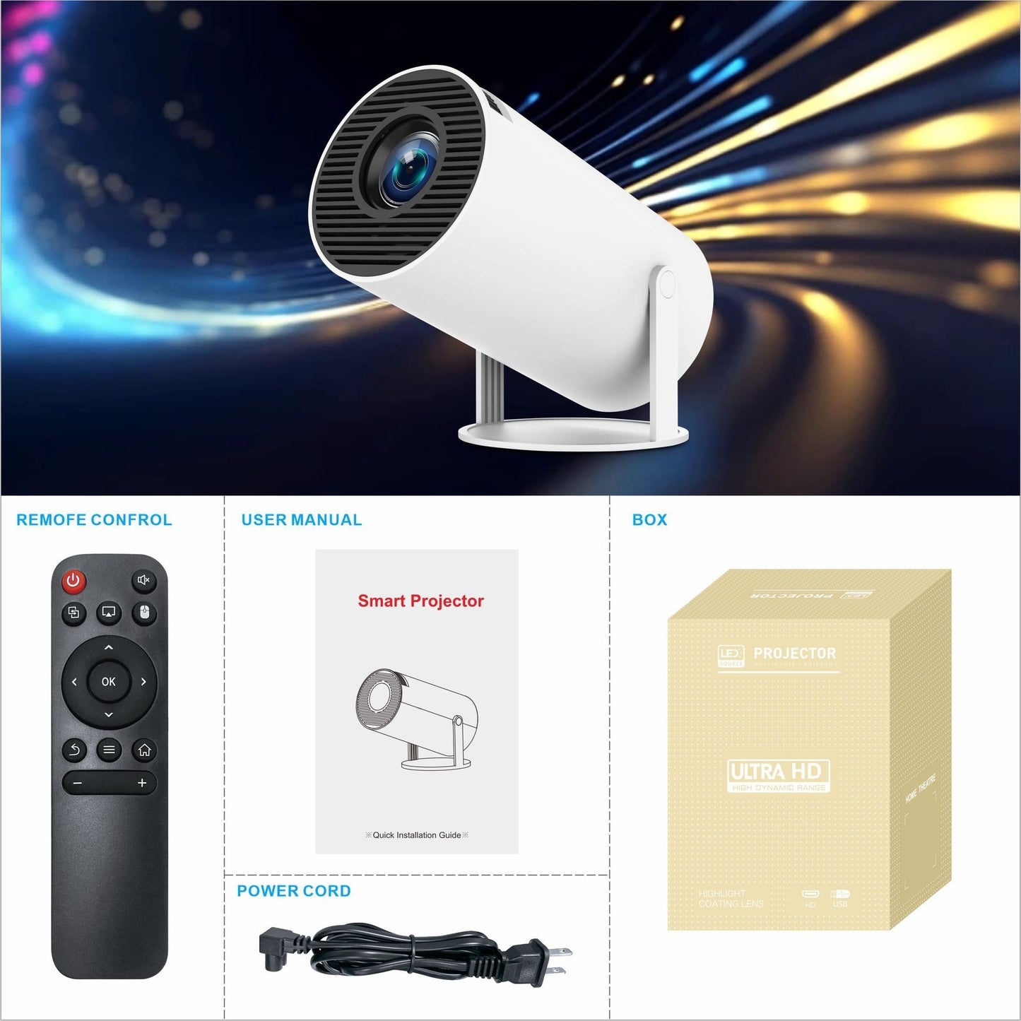 🎬 Proyector HY300 Pro para Cine en Casa – Compacto, Portátil y Potente